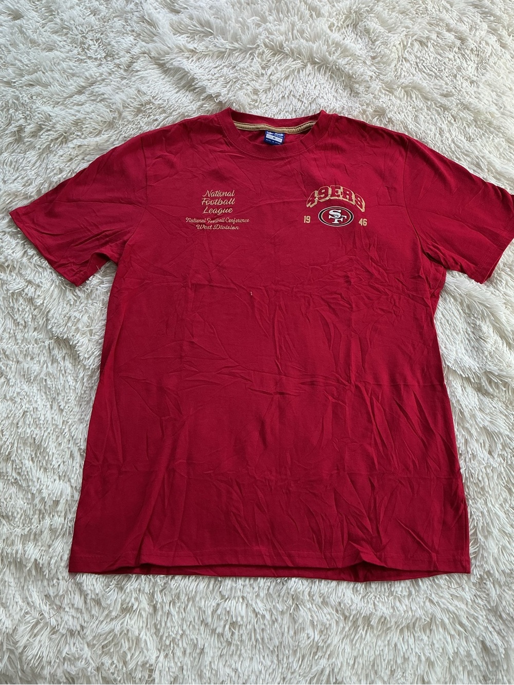 NFL San Francisco 49ERS T-shirt Size Medium Red Front & Back Logo Short Sleeve